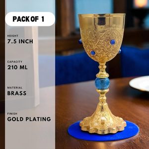 REPLICARTZ Cáliz de latón dorado Cáliz Piedras azules Hecho a mano 7,5 \ "Taza de comunión católica para ceremonia religiosa Capacidad de 210 ml - Product Image 5