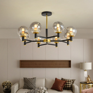 Nordique minimaliste créatif maison éclairage salle à manger salon lampe verre multi-tête lustre boule de verre grand lustre - Product Image 2