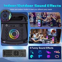Enceinte portable sur roulettes pour karaoké avec 2 micros, caissons de basses, éclairage RGB dynamique, en plastique, entrée auxiliaire pour Bluetooth 5.2, 2000-3000 mAh