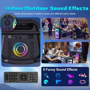 Altavoz Portátil con Ruedas para Karaoke AUX, <span class=keywords><strong>2</strong></span> Micrófonos, Subwoofers, Luz RGB Dinámica, Plástico, para Fiestas en Interiores y Exteriores - Product Image 6