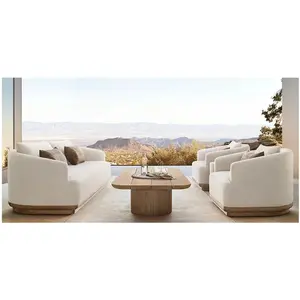 2024 nouveau personnalisable moderne nouveau style luxe meubles de patio en teck mobilier d'extérieur ensemble de canapés canapés de jardin