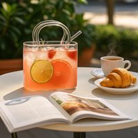 Verre à boisson créatif en forme de sac à main, verre à vin unique de 400 ml en forme de sac à main, vase artisanal en verre borosilicate pour cadeaux