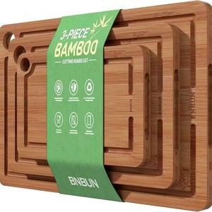 Bamboo Cutting Board <b>Set</b> 3 Piece Kitchen Chopping Block Rectangle Wood Sushi Pizza Fruit Boards - Product Image 1