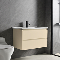 Meuble-lavabo mural moderne 800 mm crème avec vasque intégrée, élégant et écologique, idéal pour chambre et salon