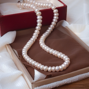 Collar clásico de perlas de agua dulce de plata 925 para mujer, cadenas de cuentas con forma de patata de lujo ligero con joyería de perlas rosas naturales - Product Image 1