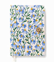 Carnet A5 à couverture rigide en tissu brodé, ligné, pour l'écriture, la réflexion, les notes et le journalisation quotidien, motif floral bleu / personnalisable