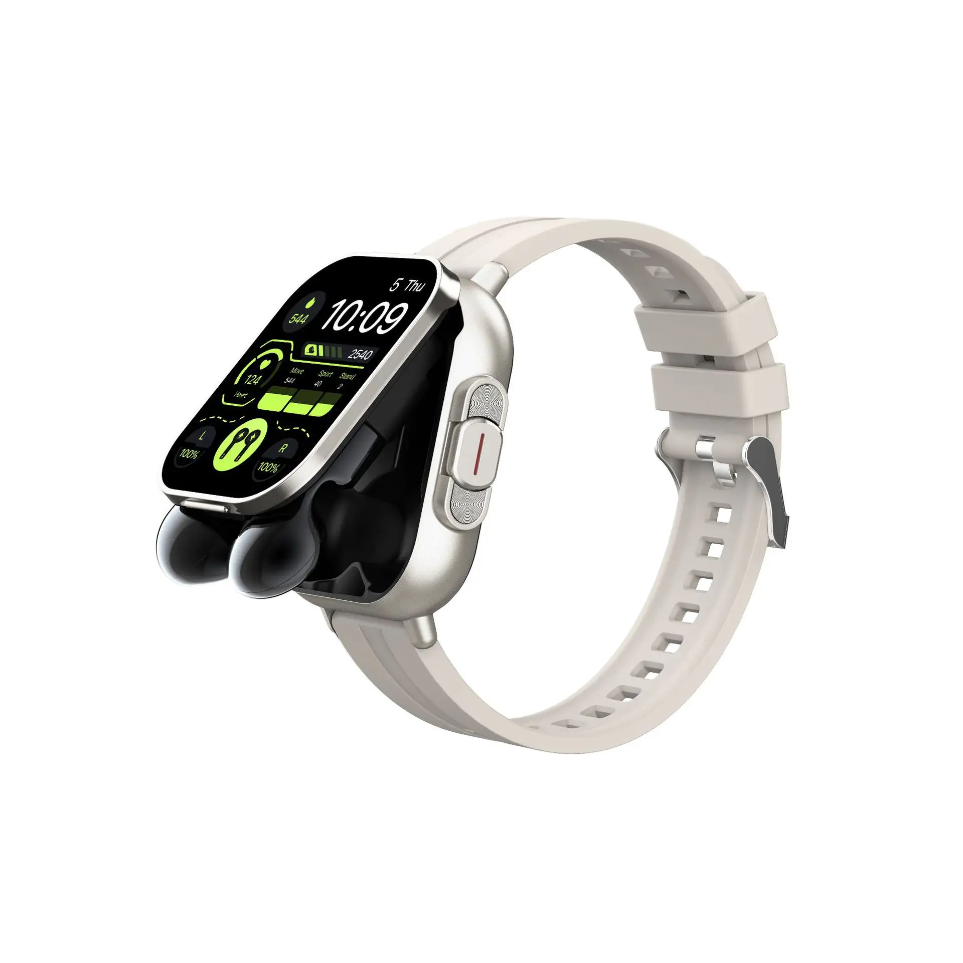 Novo smartwatch fones de ouvido com controle de toque de tela cheia de 2 polegadas chamada Bluetooth Lingdong Ilha função 2 em 1 relógios relógio inteligente