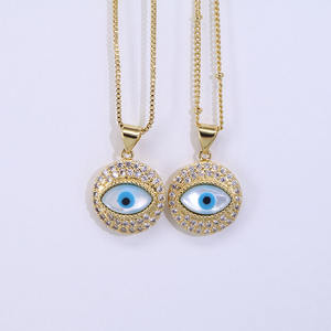 NZ1351 oro 18 carati CZ madreperla occhi diabolici Mal De Ojo turco occhi diabolici protezione talismano Nazar amuleto collana gioielli - Product Image 5