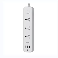 3WAY 3USB 2M Safe Multiple Universal Extension Socket avec Single Switch & Charging Port Power Strip UK/EU/US Plug