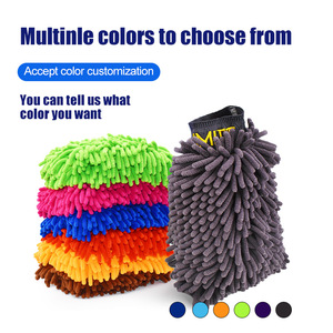 Guantes profesionales para limpieza de coches al por mayor, manopla de lavado de chenilla de doble cara, manopla de lavado de microfibra, manoplas para detalles de coches grises y rosas - Product Image 2