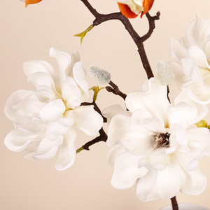 Fleurs artificielles de magnolia, branche unique, haute simulation, décorations intérieures pour mariage, en mousse et fil métallique - Product Image 2