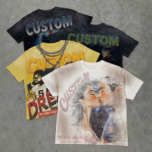 T-Shirt da Uomo Oversize 280 Grammi, 100% Cotone, Personalizzabile, Stile Streetwear Vintage con Lavaggio Acido, Stampa Grafica DTG - Product Image 1