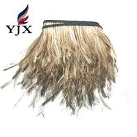 Plumes d'ému x 10 mètres, ruban à franges pour la mercerie, plume artisanale pour chapeau souple