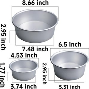 Moules à gâteau ronds en aluminium - Écologiques et compatibles micro-ondes, couleur argent, taille de 4 à 12 pouces, pour la pâtisserie d'anniversaire et les cupcakes - Product Image 2