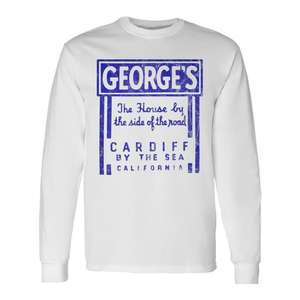 Camiseta de manga larga de George's Cardiff By The Sea California con publicidad vintage del restaurante - Product Image 1