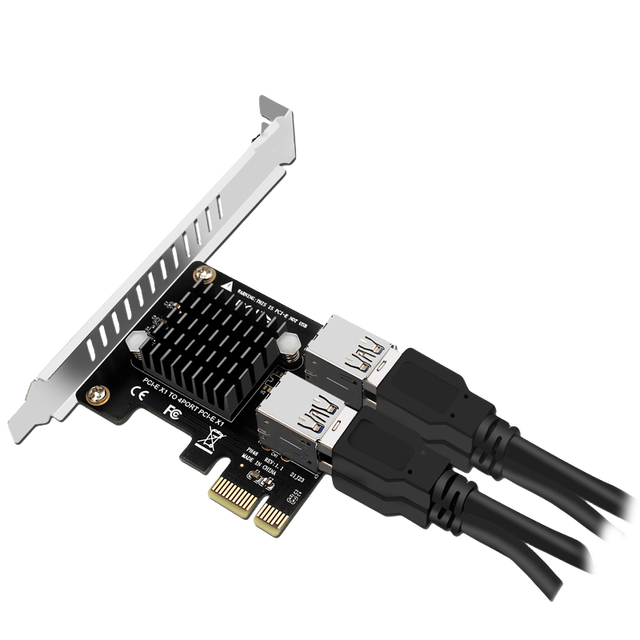 Desktop PCIe to PCI-E4 Port USB3.0 Expansion Card ,1 to 4 Graphics Card Expansion ASM1184E Full Height Half Height