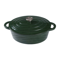 Casserole ovale moderne en fonte émaillée rouge avec doubles poignées, compatible gaz et induction, grande capacité, pour soupes et bouillons, type Dutch