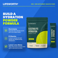LIFEWORTH Poudre d'hydratation électrolytique citron et lime en sachets, formule personnalisée sous marque privée