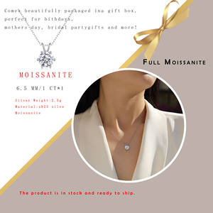 1/2 Karaat Moissanite Hanger Ketting 925 Sterling Zilver Met Zes Prong Setting Klassieke Sieraden Dames Cadeau - Product Image 5