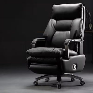 Silla de oficina ergonómica Boss de lujo Reposapiés de cuero PU gris Big Boss reclinable Sillas sintéticas al mejor precio - Product Image 5