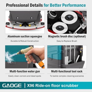 Autolaveuse industrielle autoportée à double brosse, réservoir 170L pour le nettoyage des entrepôts et usines CE X96 GAOGE - Product Image 2