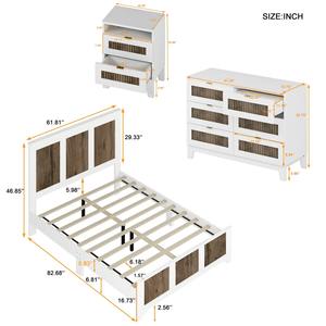 خزانة نوم بيضاء بحجم كوين للمزرعة مع مقبض معدني بلمسة بيضاء أنيقة - Product Image 4