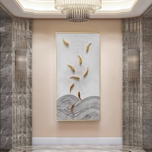 Pintura al Óleo Pintada a Mano, Arte de Nueve Peces, Decoración de Pared Vertical, Marco de Metal, Mural para Sala de Estar o Pasillo, Estilo Moderno Minimalista - Product Image 4