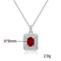 Colliers pendentifs carrés à double halo en topaze bleue ovale 6*8mm, en argent 925, bijoux en pierres précieuses colorées, pierre naturelle pour femme