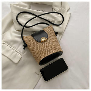 กระเป๋าทรงจีบถักด้วยมือของผู้หญิงกระเป๋าชายหาดสานด้วยมือสไตล์ฤดูร้อน2022 - Product Image 3