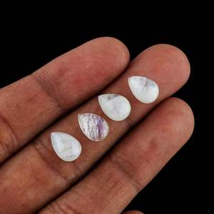 YASHEE Piedra lunar arcoíris natural de 10x7 mm, cabujón en forma de pera, piedra preciosa suelta para la fabricación de joyas - Product Image 3