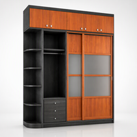 Armoire de chambre à coucher moderne en bois avec tiroirs et miroir, armoire de rangement à 4 portes, meubles de chambre à coucher pour la maison et l'hôtel