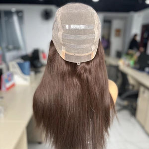 Parrucca in <span class=keywords><strong>Capelli</strong></span> Umani Completamente Annodata a Mano, Base Morbida Antiscivolo in Silicone Senza Colla # Parrucca Medica Liscia a 4 Colori <span class=keywords><strong>per</strong></span> Pazienti Affette da Alopecia Donna - Product Image 2