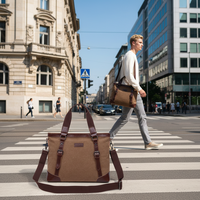 Sacoche Rigide Vintage de Luxe en Toile Unisexe pour Ordinateur Portable, Grande Capacité, Sac à Bandoulière pour le Travail Quotidien au Bureau