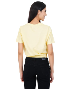 Elegante servicio OEM verano Mujer moda impreso Color sólido Crop Tops camiseta personalizada Casual Crop Tops camiseta de BD - Product Image 2