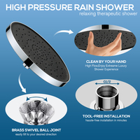 Système de douche à effet pluie autonettoyant en acier inoxydable, ensemble de douche mural avec pommeau de douche rond et douchette à main