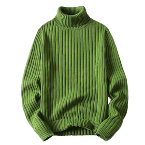 เสื้อกันหนาวผู้ชาย คอเต่า สีพื้น ระบายอากาศได้ดี เสื้อกันหนาวคอกลมผู้ชาย รุ่นใหม่สำหรับฤดูหนาว สไตล์ลำลอง คอสูง - Product Image 1