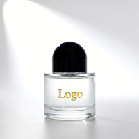 Flacons de parfum en verre atomiseur de Dubaï de 50 ml, forme ronde, givrés, colorés, avec bouchon noir, vente en gros