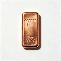 Lingote de Cobre Sólido de Alta Pureza 10 AVDP Oz .999, Metal Fundido para Colección e Inversión, Barra de Cobre