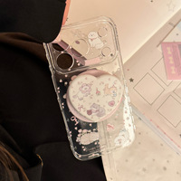 Coques pour iPhone 17 16 PM d'Apple, étui magnétique avec support pour iPhone 16, motif chat et fleurs écrasées, style souple pour filles, compatible iPhone 15 14 13