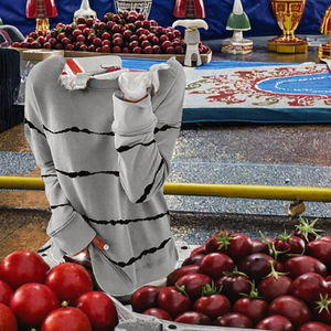 Sudadera Casual para Mujer, Impresión Digital Personalizada, Ecológica, Transpirable, Corte Holgado, Rayas, Otoño-Invierno - Product Image 3