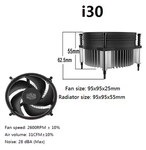 Refroidisseur pour I30 I50 I50c Mini CPU Cooler Ball Bearing 3PIN Power Quiet 2200 RPM Fan Intel LGA115X 1200 M-<span class=keywords><strong>ATX</strong></span> Computer Case RGB - Product Image 5