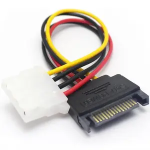 Câble adaptateur 15 broches SATA mâle vers Molex IDE 4 broches femelle Câble d'alimentation SATA vers IDE 20cm