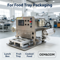Verzegelingsverpakkingsmachine Pneumatische voedseltrays sealer Volledig automatische roestvrijstalen touchscreen HMI Fruit- en vleesdoos