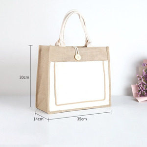 Bolso de mano de algodón y lino de <span class=keywords><strong>AliExpress</strong></span>, bolso de yute amarillo, bolso de <span class=keywords><strong>mujer</strong></span>, bolso de compras de tela de lino, bolsa de regalo, bolso retro, bolso de mano - Product Image 3