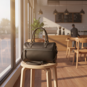 Bolso <span class=keywords><strong>de</strong></span> Mano <span class=keywords><strong>de</strong></span> Diseño para Mujer, en PU Negro, con Cierre, <span class=keywords><strong>Tres</strong></span> Correas, Patrón <span class=keywords><strong>de</strong></span> Hilo, Correa <span class=keywords><strong>de</strong></span> Hombro Ajustable, Gran Capacidad, Estilo Bowling, Resistente - Product Image 4