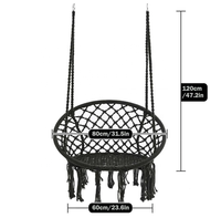 Hamac en macramé en coton tissé à la main, chaise suspendue, chaise balançoire pour utilisation en extérieur, patio, jardin, beige