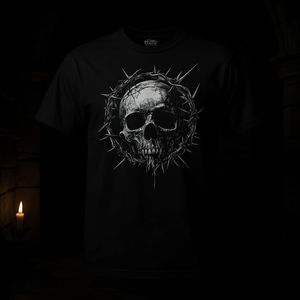 Camiseta gótica con calavera y corona de espinas, color negro, talla mediana para hombre - Product Image 3