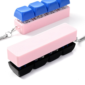 Cute PU Mechanical Keycap <b>Keychains</b> Stress Relief Keyboard Keyring <b>Fidget</b> Decompression Toys Clickers Unisex VN Wholesale - Product Image 3