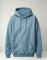 Sweat-shirt à capuche personnalisable épais 360g, délavé au sable, design lettres estampées en acier vieilli, anti-plis, coupe ample