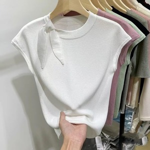 T26346 Strappy Round Neck Short <strong>Sleeve</strong> Knit T-Shirt for Women 2026 Summer New Slim Fit Versatile Small <strong>Flutter</strong> <strong>Sleeve</strong> <strong>Top</strong> - Product Image 3